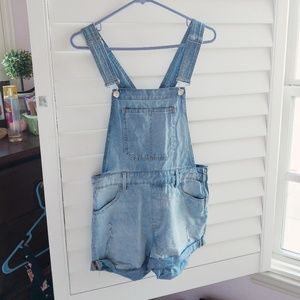 F21 Denim Overall Shorts